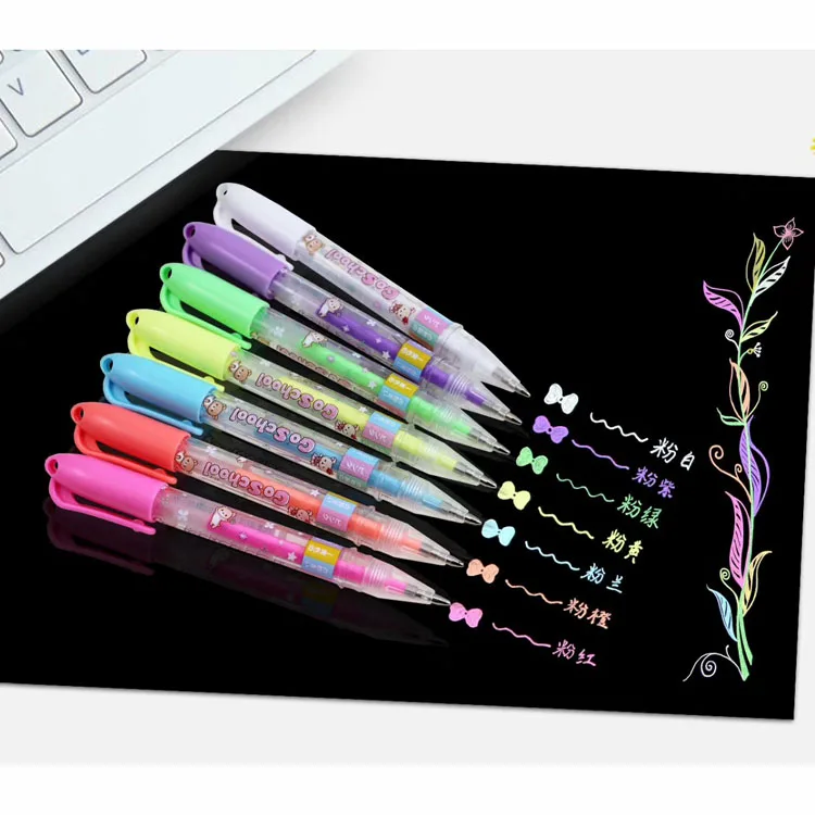 Kids Painting Drawing 7 Colors pens set 9 cm length Cute mini 0.8MM pastel gel  Pens For Drawing School Stationery