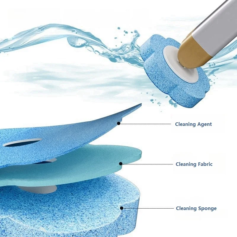 Customized Toilet Brush with 6PCS Disposable Self Cleaning Sponges Cleaning Agent Home Cleaning System Toilet Brush Holder