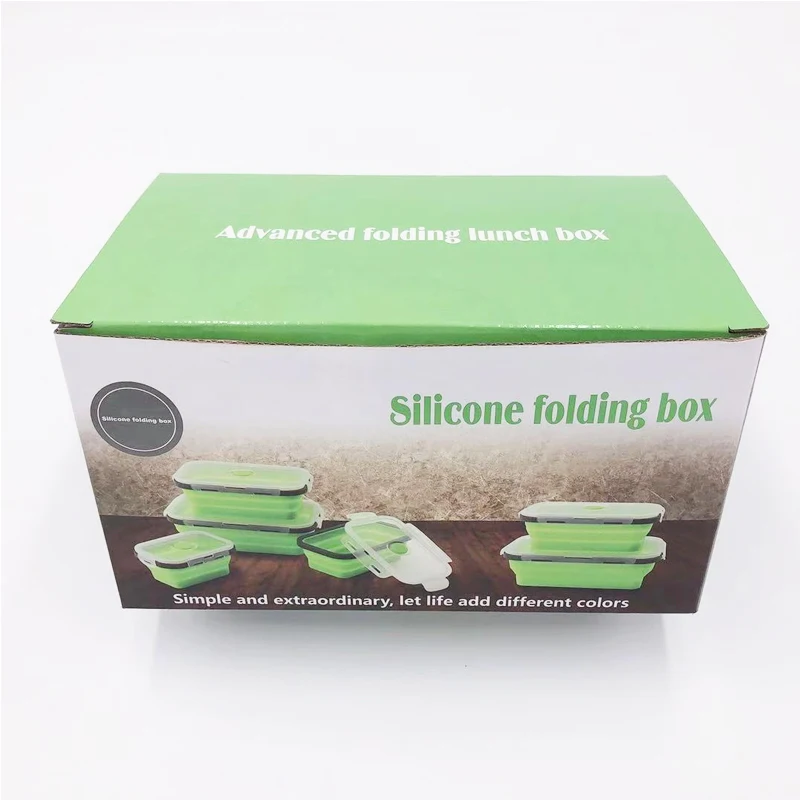 4 pcs clear food storage sealed container box japanese custom  plastic silicone adult collapsible bento lunch box