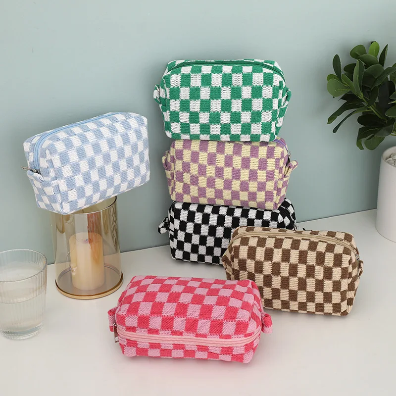 2024 New Knit Makeup Bag Pencil Case Makeup Organizer Gift Cute Large Pencil Pouch Bag Beauty Pouch for Girls Boys