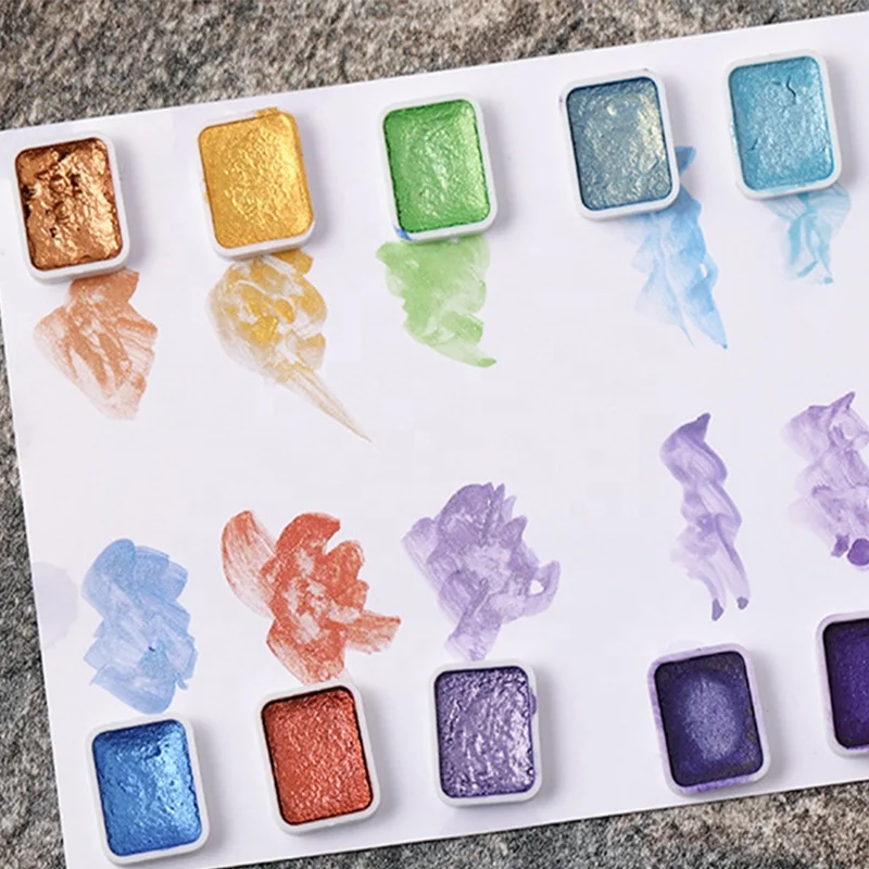 Nail Art Pearl Pigment Glitter Set Solid Metallic Watercolor Paint Chrome Powder Effect Shimmer Watercolor Nail Art