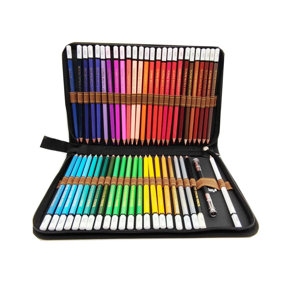 New Arrival Zipper Bag 53 Pieces Art Drawing Set Oil Based 48 Colouring Pencils With Color Numbers For Kids and Adults
