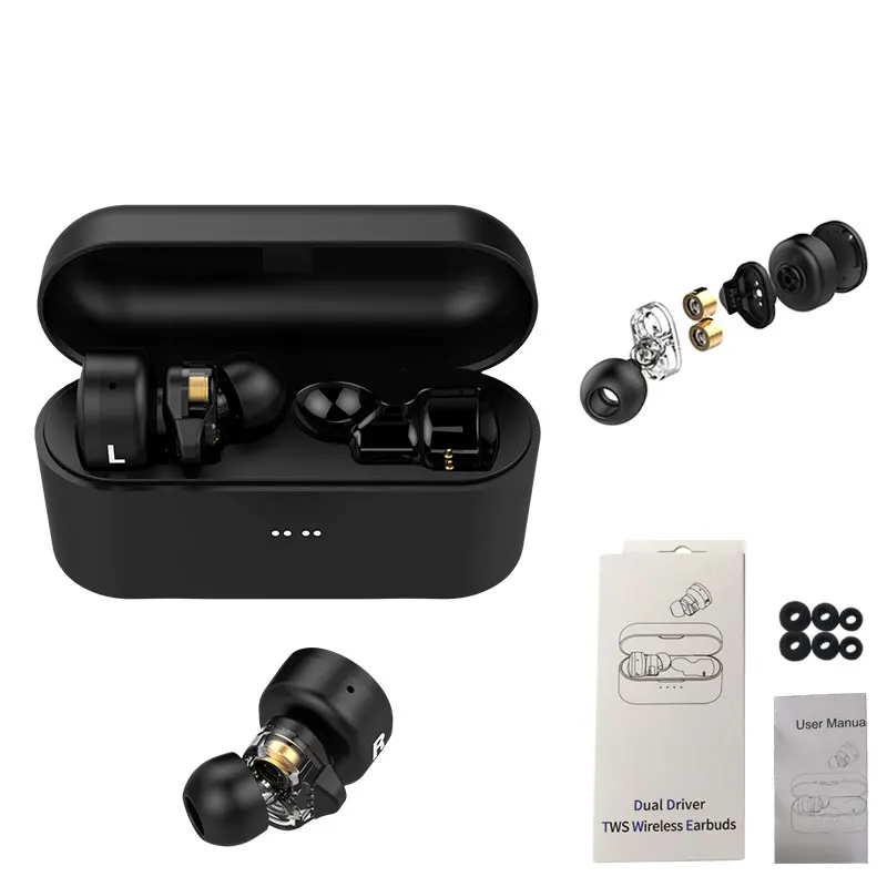 Made in China  Oem Factory Wireless Headset with Double driver Earphones TWS