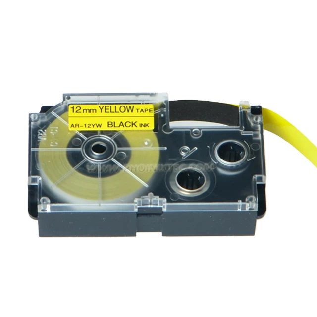 Compatible For Casio Label Tape 12mm Black on Yellow XR 12YW Label Cassette Cartridge XR-12YW For KL7000 EZ Label Printer