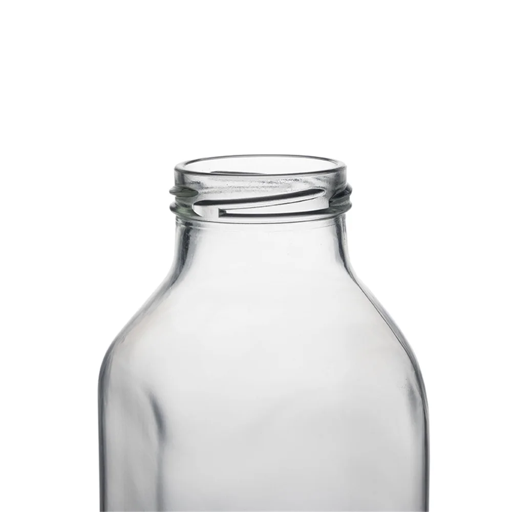 Berlin Packaging French Style 1020ml Square Thicken Beverage Glass Bottle Clear Empty Milk Fruit Juice Glass Jar Price