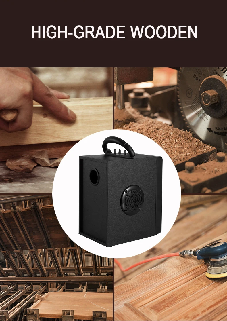 A26 2.1 Channel  Alarm Clock Boombox  Home Wireless Hifi Speaker Karaoke Outdoor Stereo Wooden Subwoofer