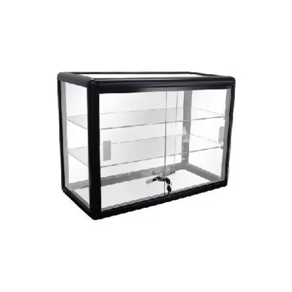 KEWAY 6ft Extra Vision Tower Showcase Aluminum Framed Tempered Glass Display Case with Opening Glass Door and Lock