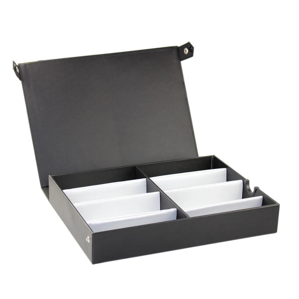 Чехол из ПУ кожи черный белый 8 слотов для очков дисплей с кнопкой лоток солнцезащитных оптический