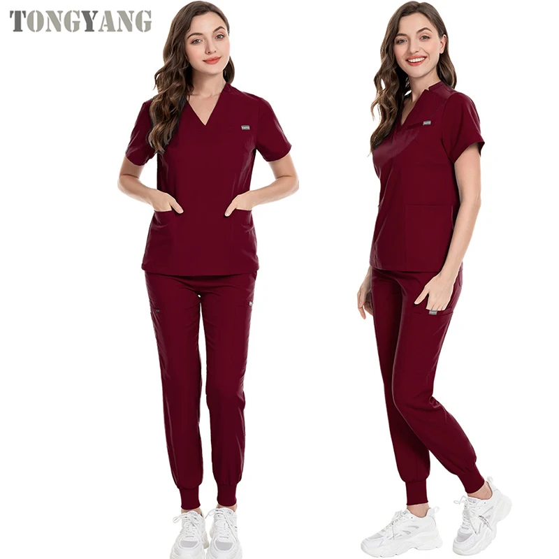 TONGYANG Scrub Suits Stretch Breathable Women Sets Jogger Nursing Scrubs Uniforms Medical Spandex Hospital scrubs uniforms sets