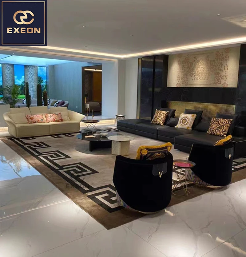 Dealer Interior Full House Furniture Designs Velvet Luxury Villa Furniture Customize House Lobby Living Room Couch Sofa Set