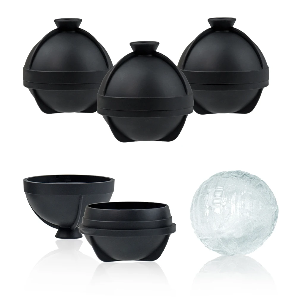 Easy to Release Death Star Silicone Ice Cube Mold Food Grade Round Sphere Silicone Ice Ball Maker Molds with Funnel