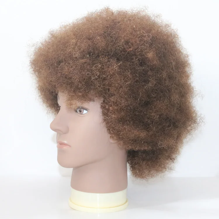 Real Human Hair Male Mannequin Head African Barber Braiding Practice Hairdresser Training Doll