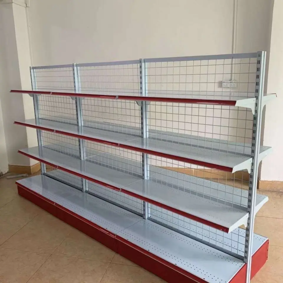 Customized Supermarket Shop Rack Store Display Shelf Metal Shelving Gondola Durable Stacking Racks