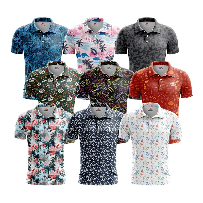 skull sage green active custom golf polo shirt polyester spandex short sleeve pineapple stay collar and shorts set for man