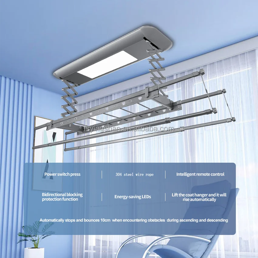 OEM Smart electric thermal dryer hanger air dry motorized clothes rack for clothes