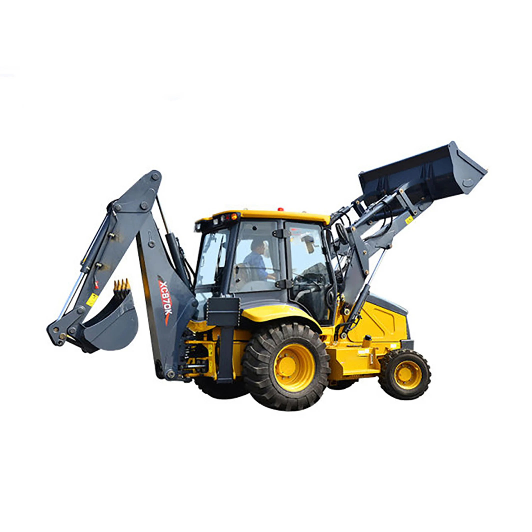 China Manufacturer XC870HK 2500kg Rated Load 4X4 Backhoe Loader with Attachment