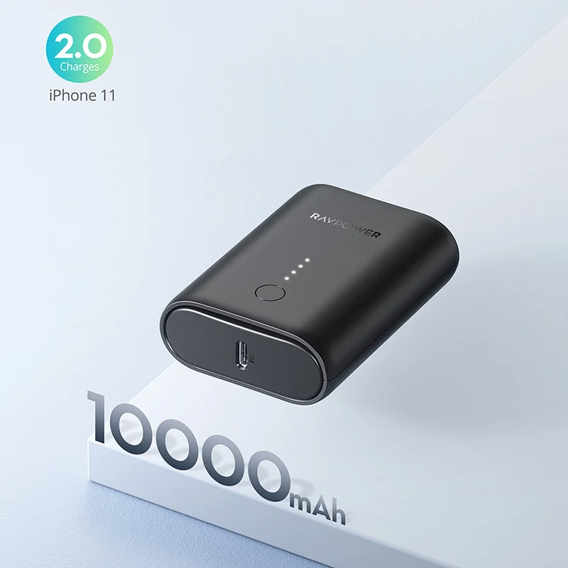 Ravpower electronics cheap price RP-PB194 10000mah powerbank PD+QC 2-Port 18W portable mini carry fast charging power bank
