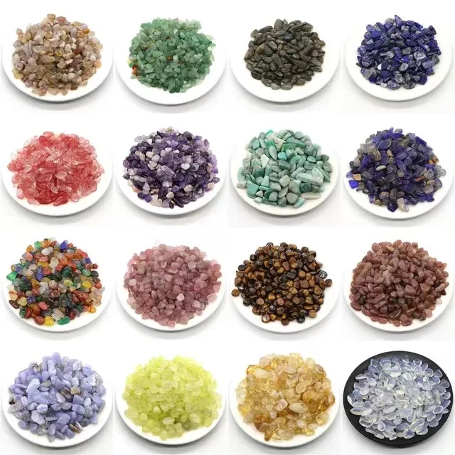 wholesale bulk natural many kinds quartz crystals healing stones PE bag package crystal gravel tumbled stones for home decor