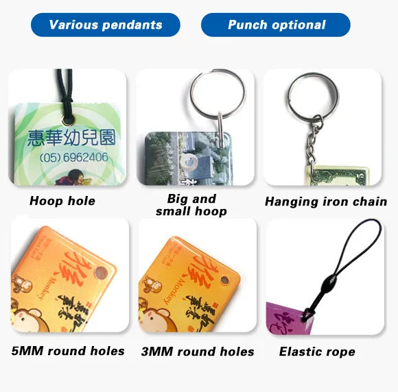 Custom Small Pendant  Rfid Nfc Keychains Rewritable Crystal Glue Epoxy Access Card