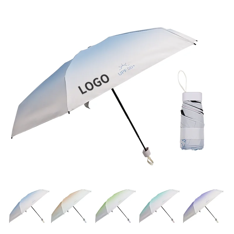 New Design Oem  Promotional Capsule Parasol Umbrella Portable Uv Small Sun Umbrella Mini 5 Folding Umbrella With Custom Logo