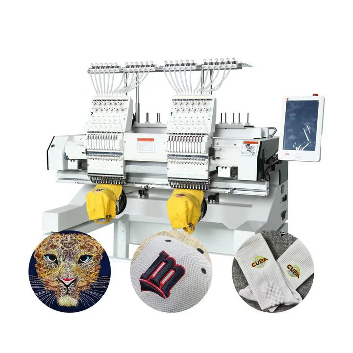 PROEMB professional high speed 1200rpm 12 needle sewing Cap embroidery machine Computerized 2 head embroidery machine