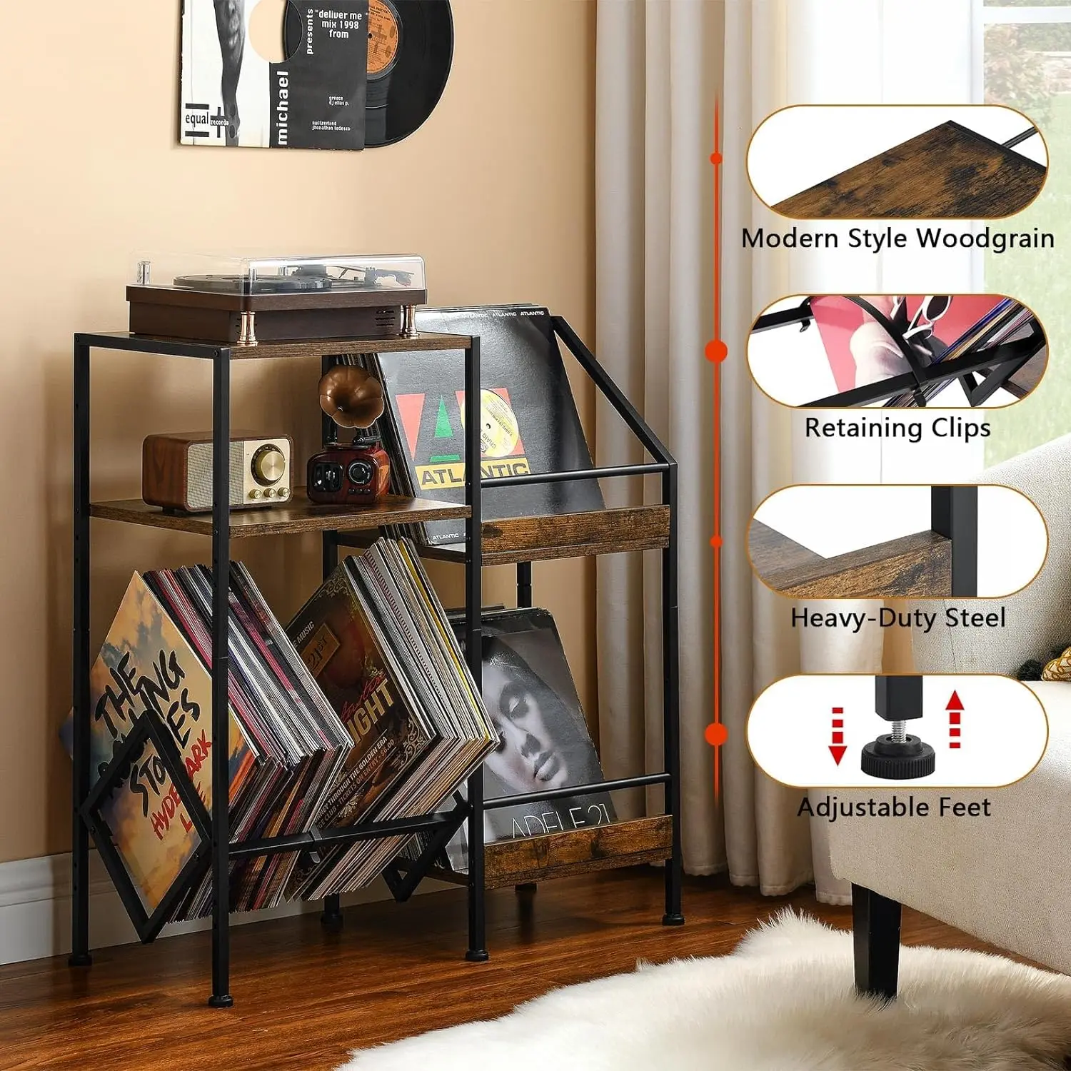 Bedroom Living Room Storage Record Table Holder Albums Vinyl Record Player Cabinet Record Player Stand