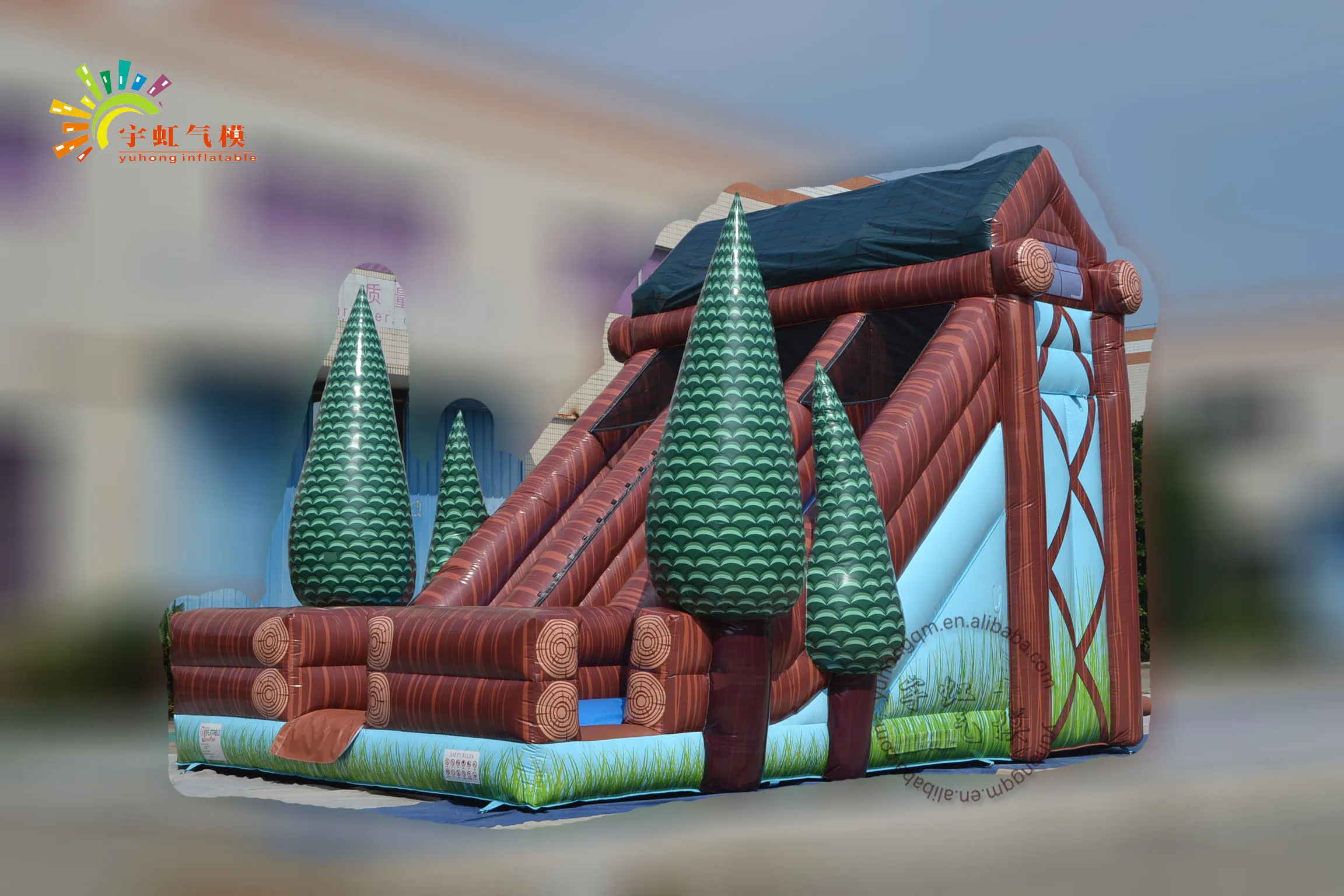 2021 hot sell woods park slide jumping bounce castle inflatable water slide with pool