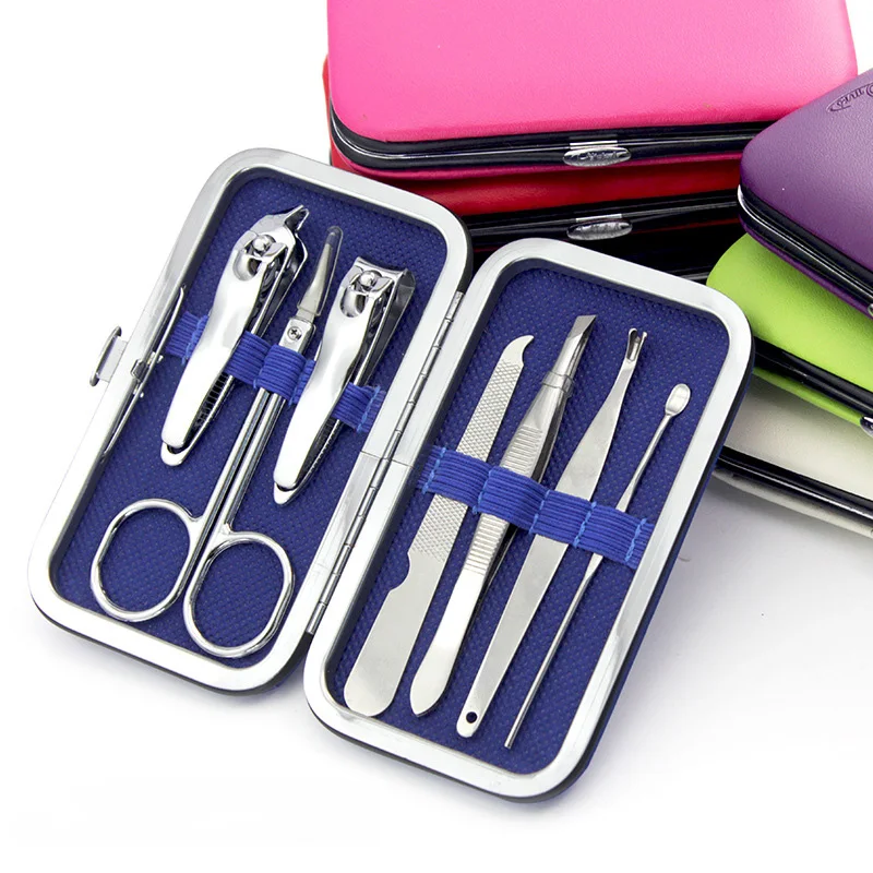 7pcs Travel Personal Grooming Kit Manicure Set For Nail Care Foot Repair Sets Customized LOGO Nail Clippers Nail Care Tools
