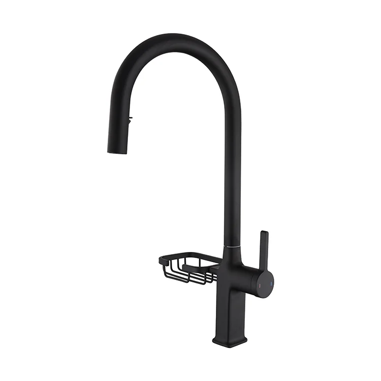 Samiyah High Quality Matte Gun Black Pull Out Sprayer Kitchen Faucet Kitchen Faucets With Brass Shelf