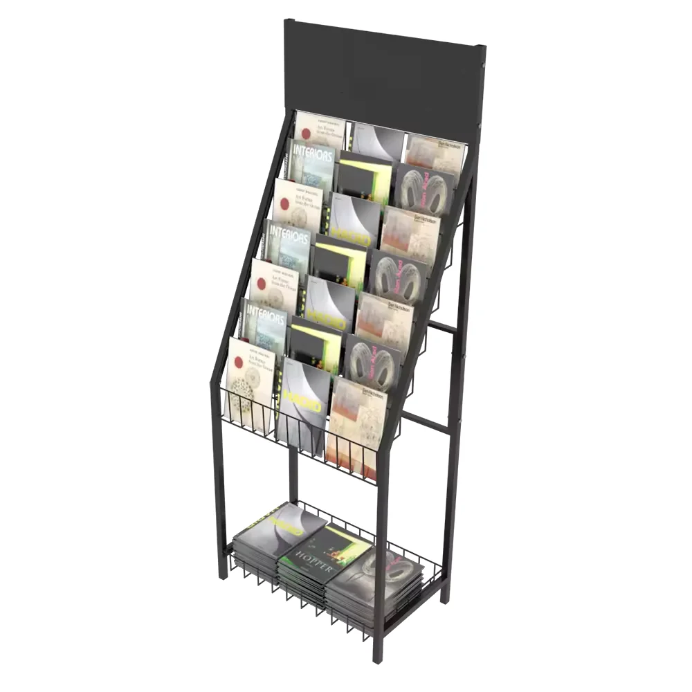 Retail Bookstore 8-Shelves Metal Wire Book Storage Holder Display Stand for Kids Reading