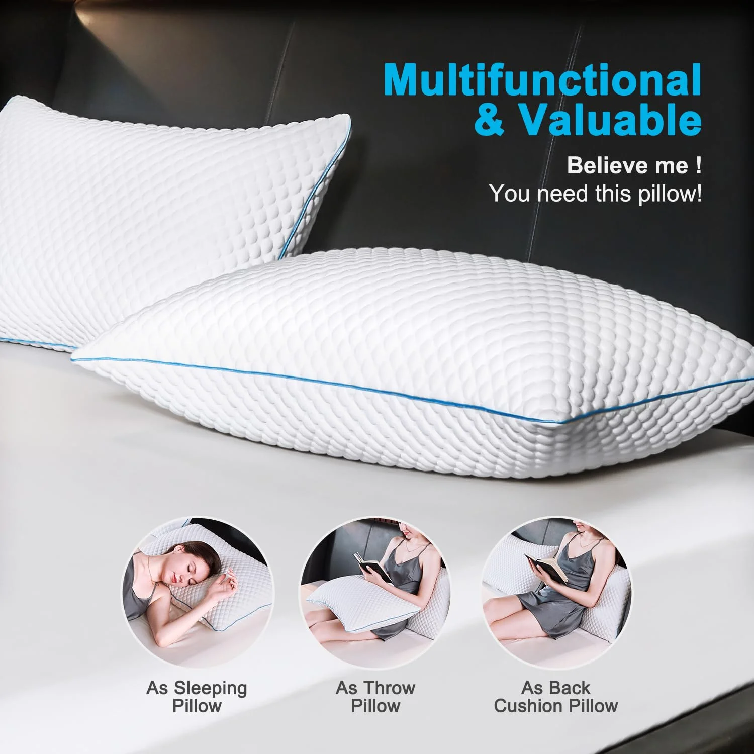 Hot selling high-quality solid washable and removable cover foam pillow with crumbs