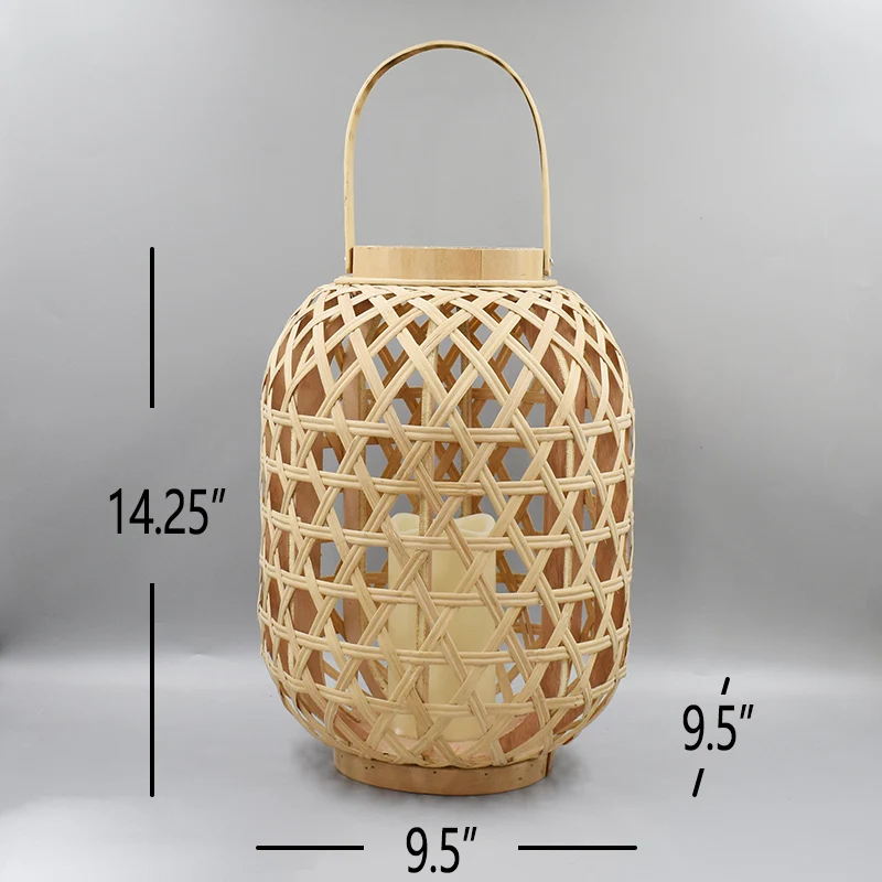 Eco Friendly Camping Lantern Bamboo Weaving Lanterns Rattan Candle Lantern