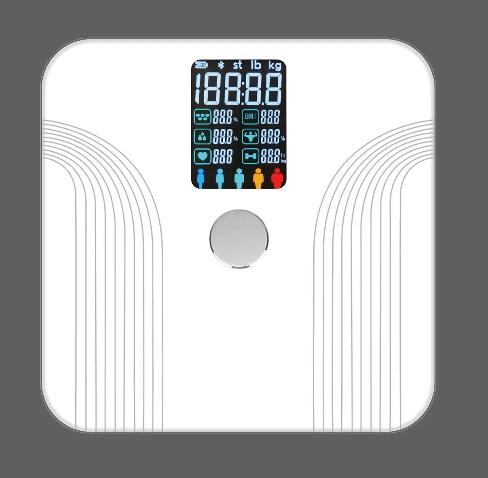 Big Display New Designed Bluetooth Digital Body Fat Analyzer BMI Heart Rate Health Care Monitor Scale Weighing Machine
