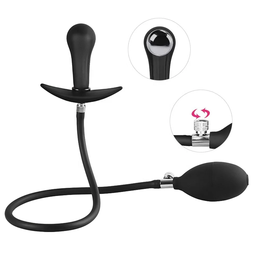 Inflatable Butt Plug with Detachable Needle,Steel Ball Included Silicone Anal Plug for Man and Women