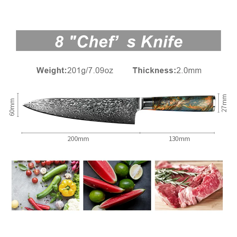 OEM Novel 8 Inch Japanese Damascus Steel kitchen damascus chef knife blanks wholesale