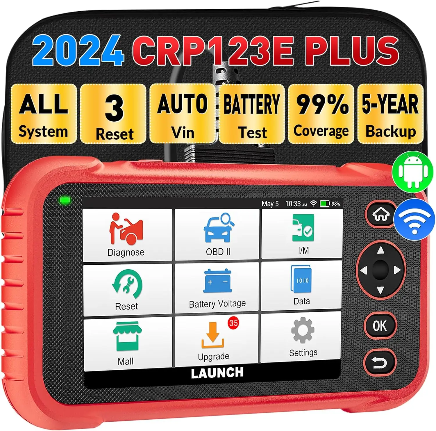 Launch 2024 Version CRP123E PLUS All System Auto Diagnostic Tool OBD2 Scanner 12V Cars Code Reader