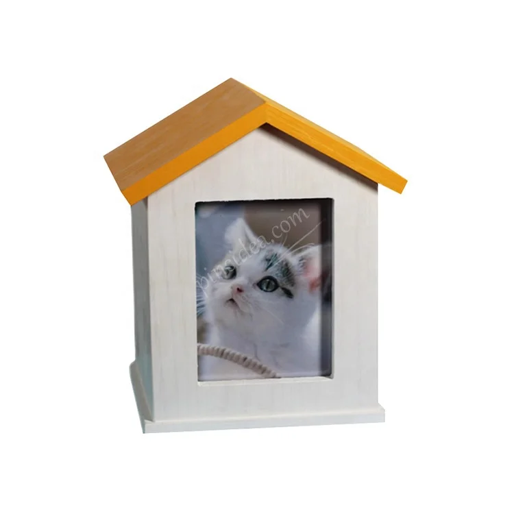 Wholesale low price with photo frame style pine pet cat and dog cremation bone ash wooden box