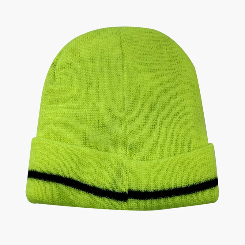 fluorescent green acrylic  beanie cap knit thinsulate whool hat