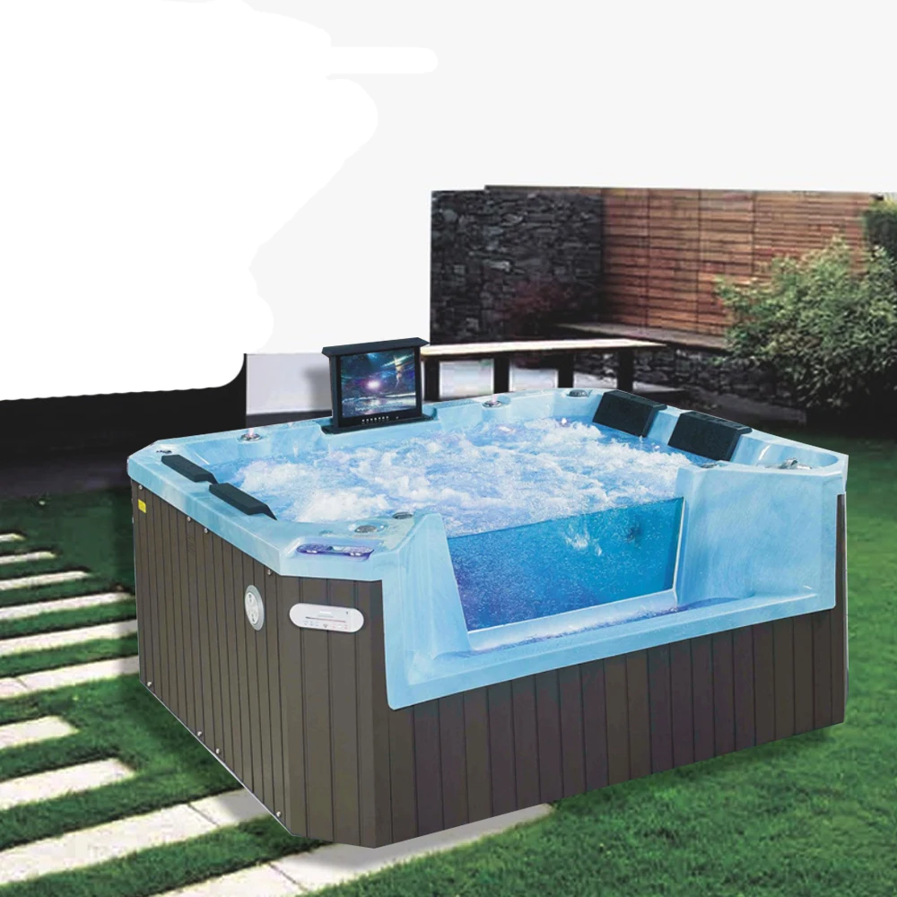 Outdoor white acrylic free standing air bubble massage spa bathtubs