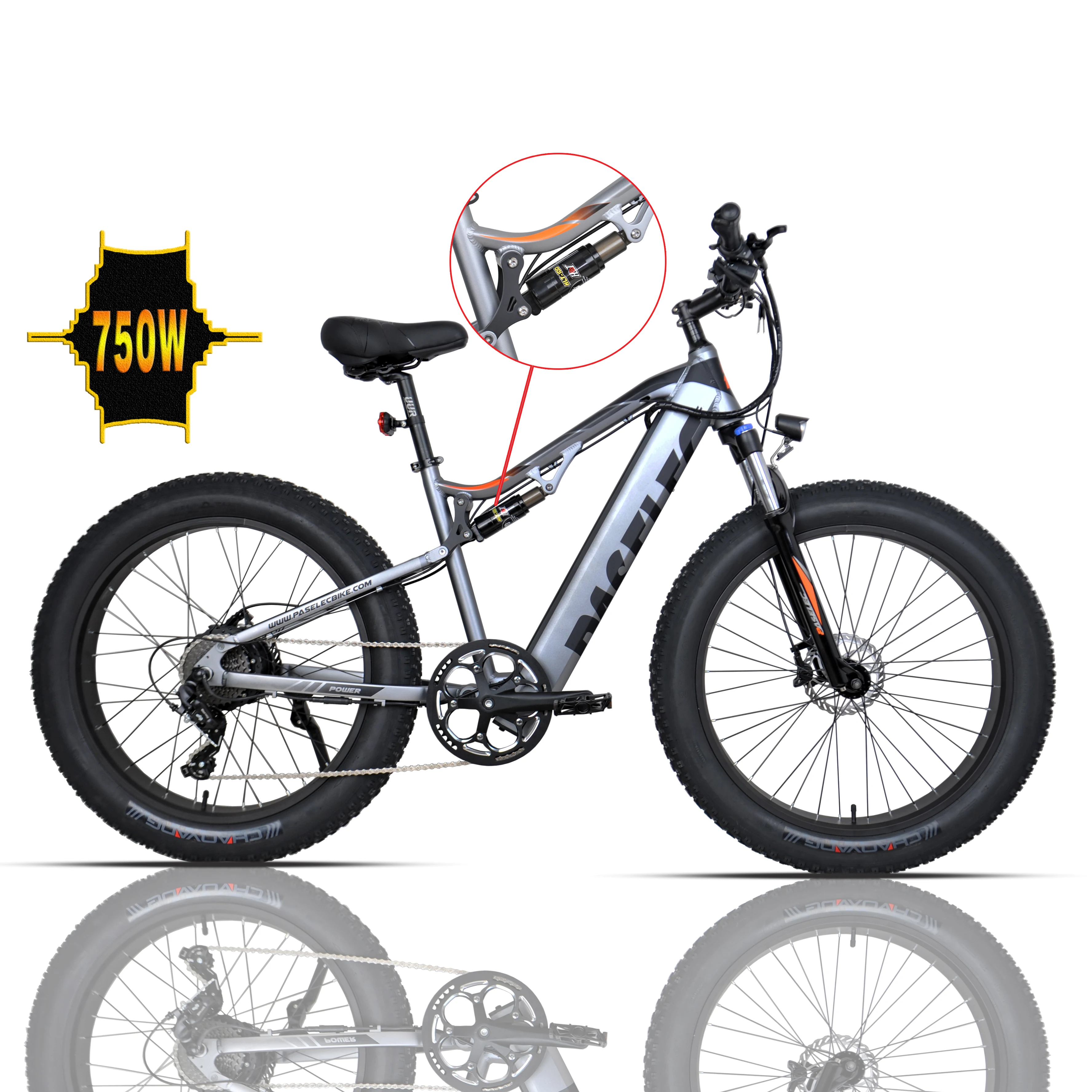 GS9 Plus 27.5inch 48V Mountain Electric Bike 750W for Adults, Removable Lithium Battery 4.0 Fat Tire E-Bikes in stock