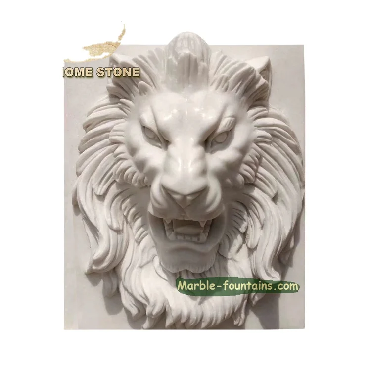 Hand carving Wall Fountain lion Sculpture Water Fall Lion Head Statue