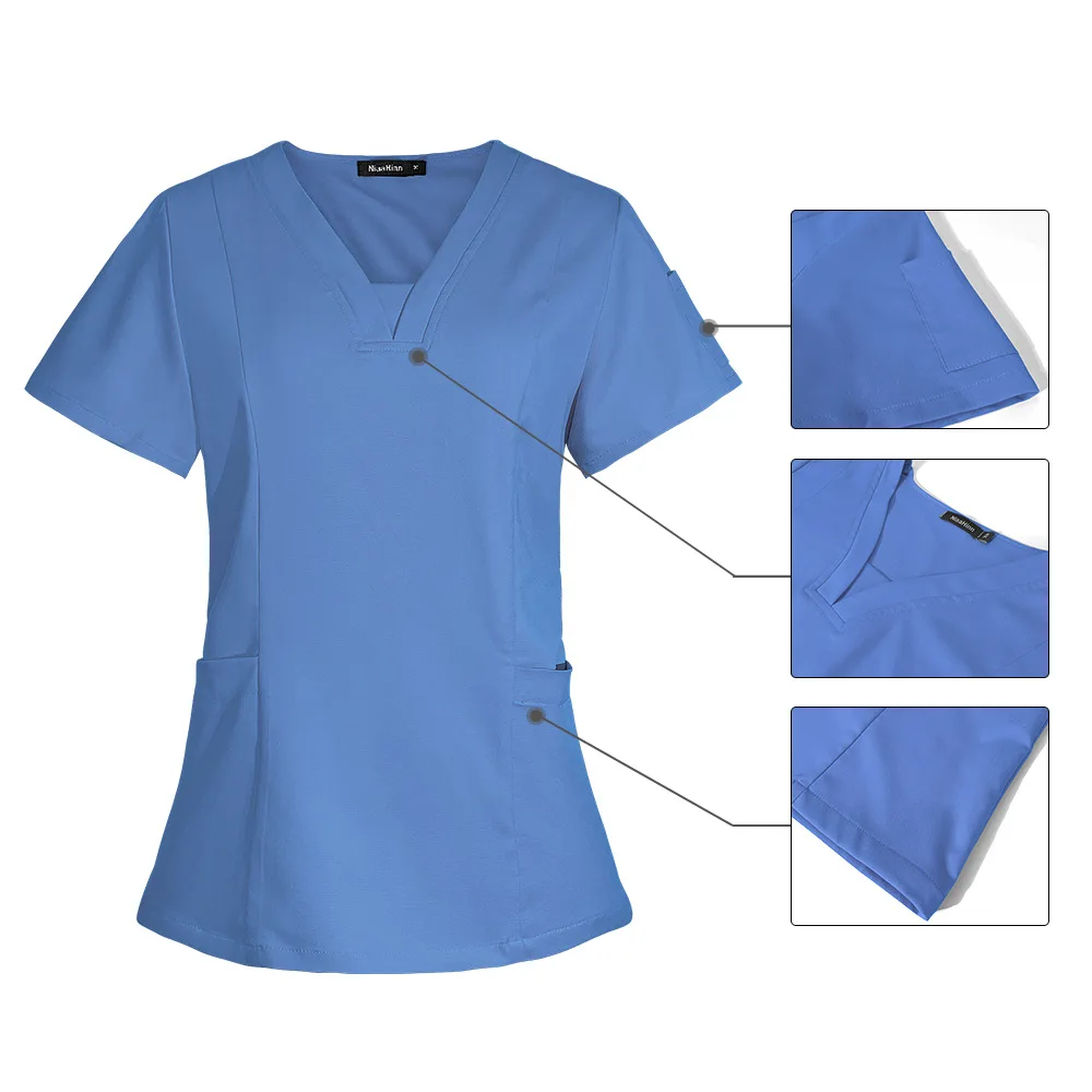 High quality hospital women men nurse doctor scrubs top pants suit custom logo prison uniform beauty salon spa scrubs uniforms
