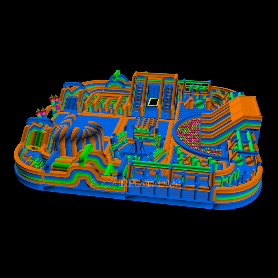 35x35m kids N adults indoor giant inflatable theme park with pop obstacle courses from China inflatables factory