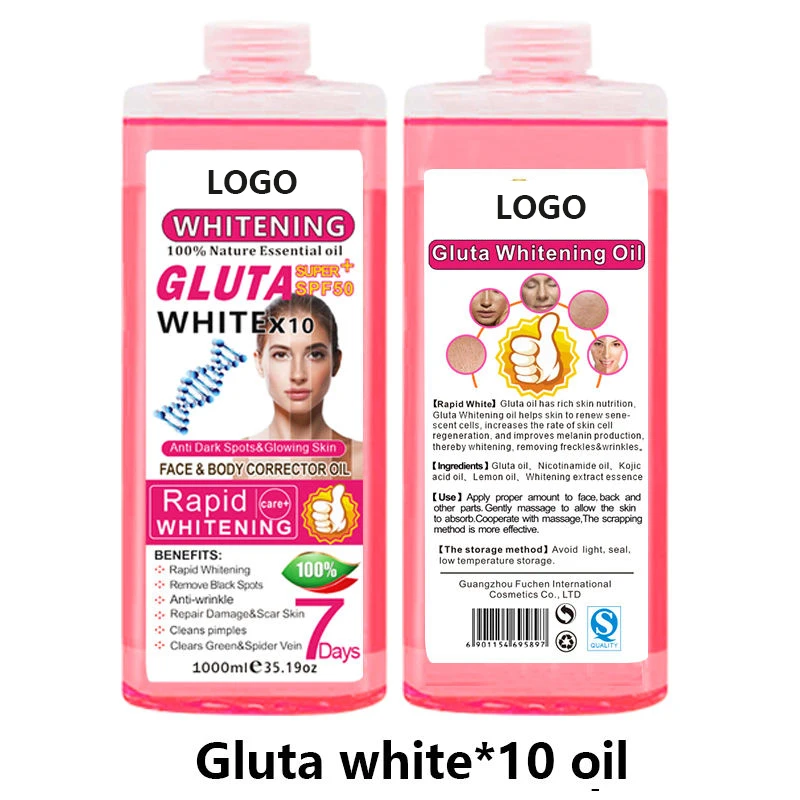OEM Large capacity 1L gluta oil high concentration skin whitening massage salon skin whitening oil gluta