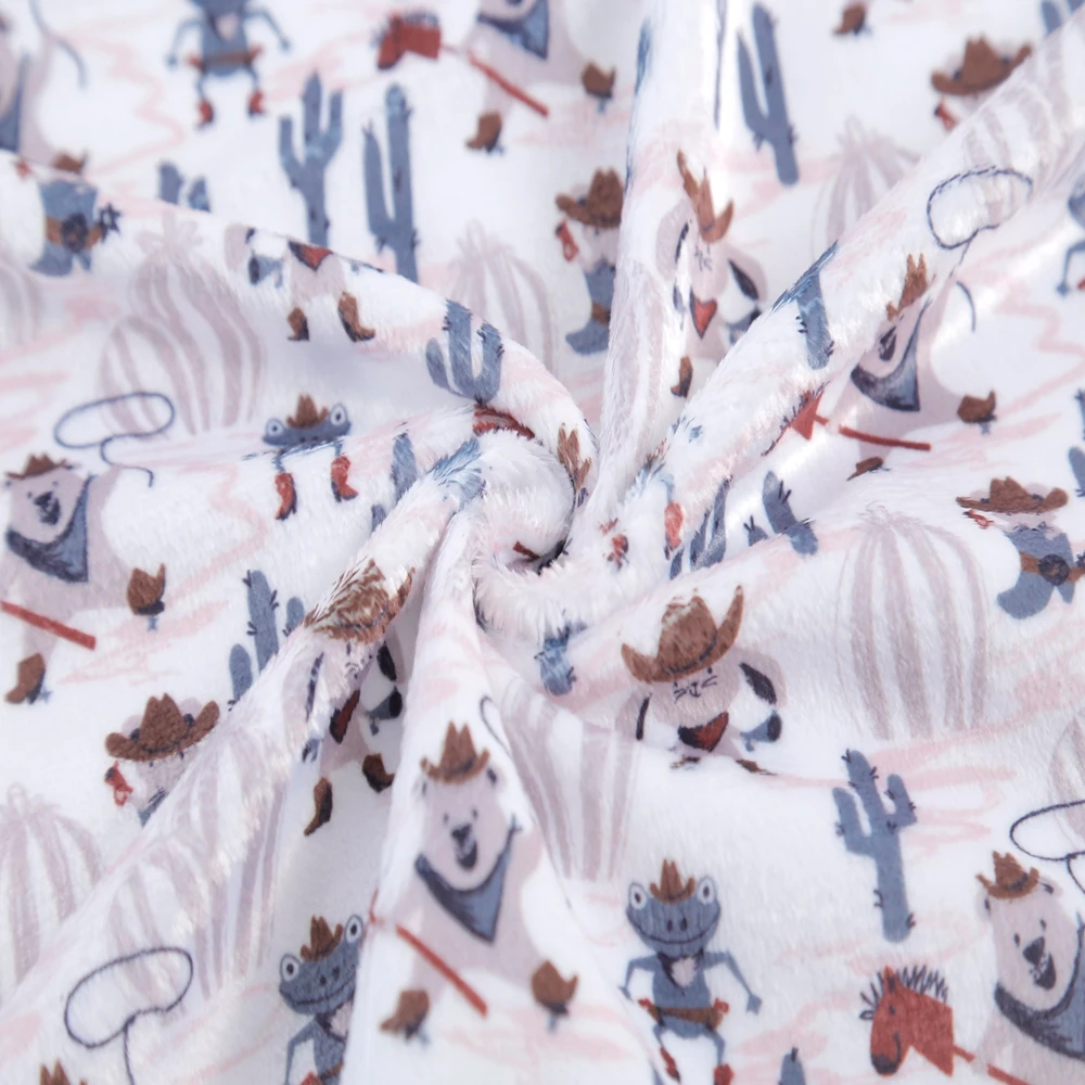 100%Polyester Knit Minky Soft Plush Fabric Digital Custom Printed For Baby Blanket