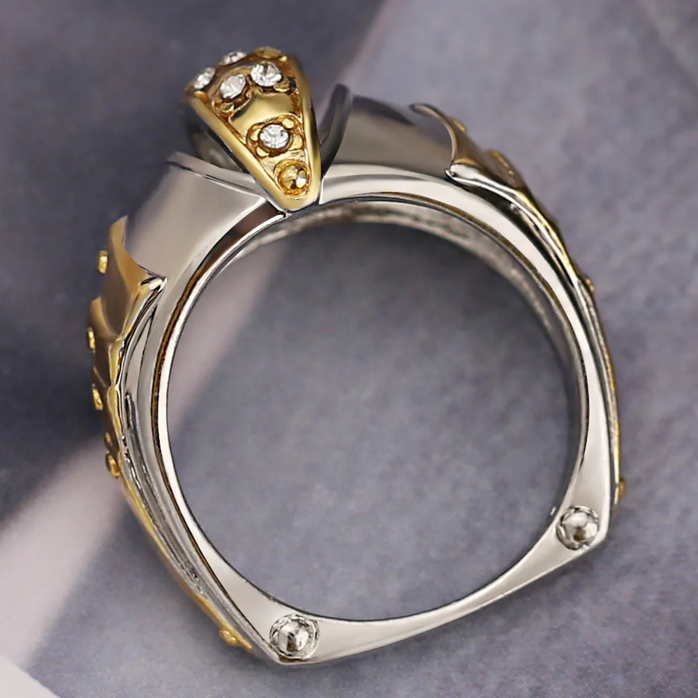 Caoshi Unique Gold Fish Mouth Design Silver Bague Homme Men