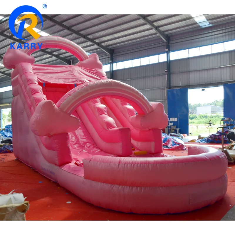 Cheap Pink candy inflatables inflatable water slide with pool large backyard inflatable water slide for adults from China