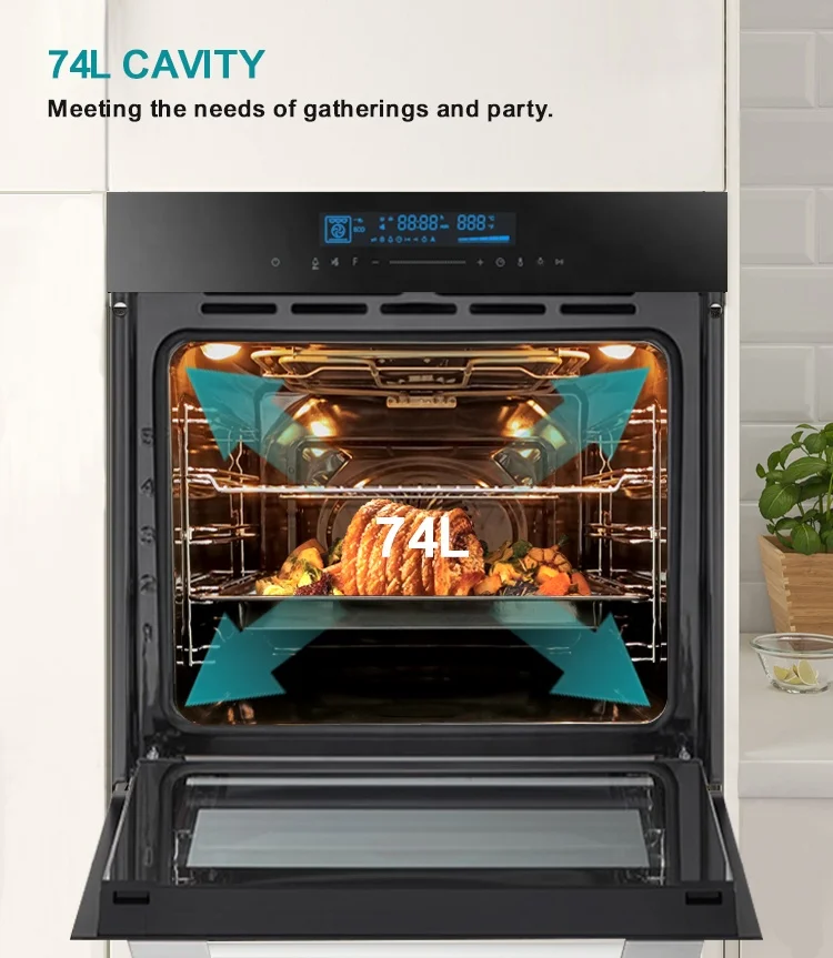 High Quality Enamel Built in Oven Conventional Fan Electric Kitchen Oven 74L Convection Oven