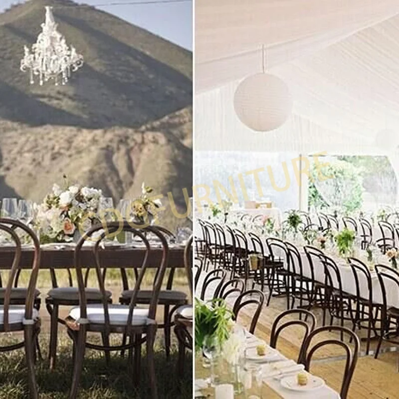 Wholesale Timber Thonet Rental Event Vienna Side Chairs Wrought Iron Black Banquet Party Stacking Chavari Chairs Wedding