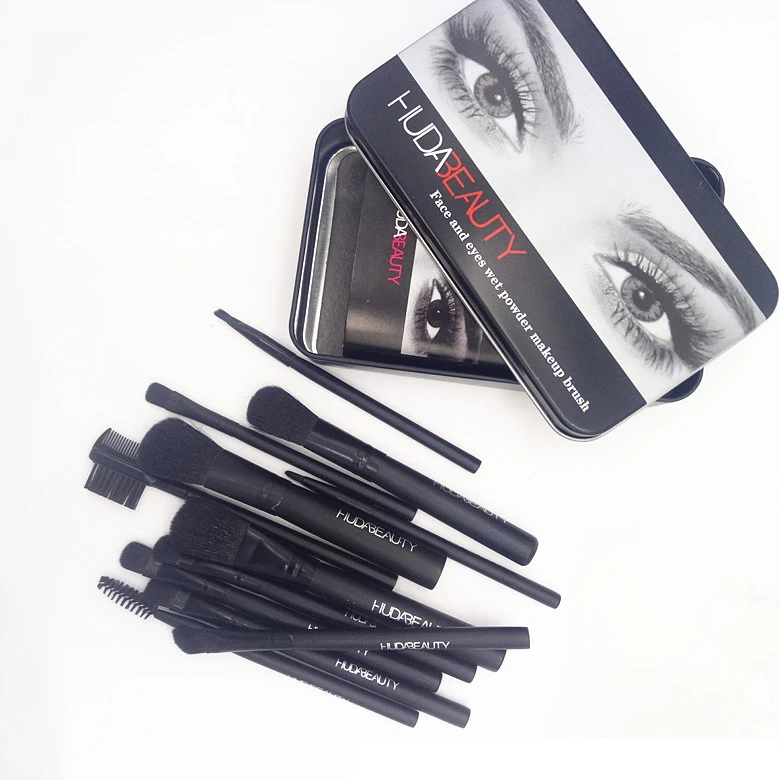 Amazon eBay hot sell custom foundation BB cream blush eye shadow naked3 12pcs makeup brush sets portable iron box